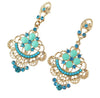 Blue Color Rhinestone Drop Long Earrings