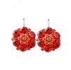Flower Shaped Rose Red Crystal Earrings