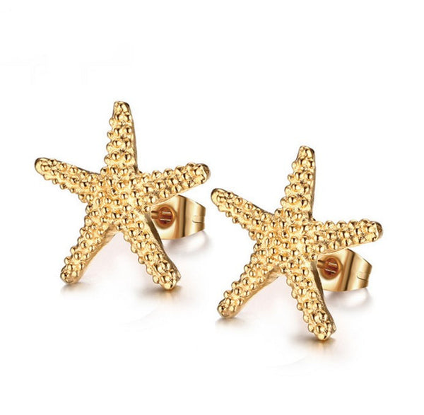 Elegant Gold Plated Starfish Stud Earrings