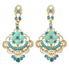 Blue Color Rhinestone Drop Long Earrings